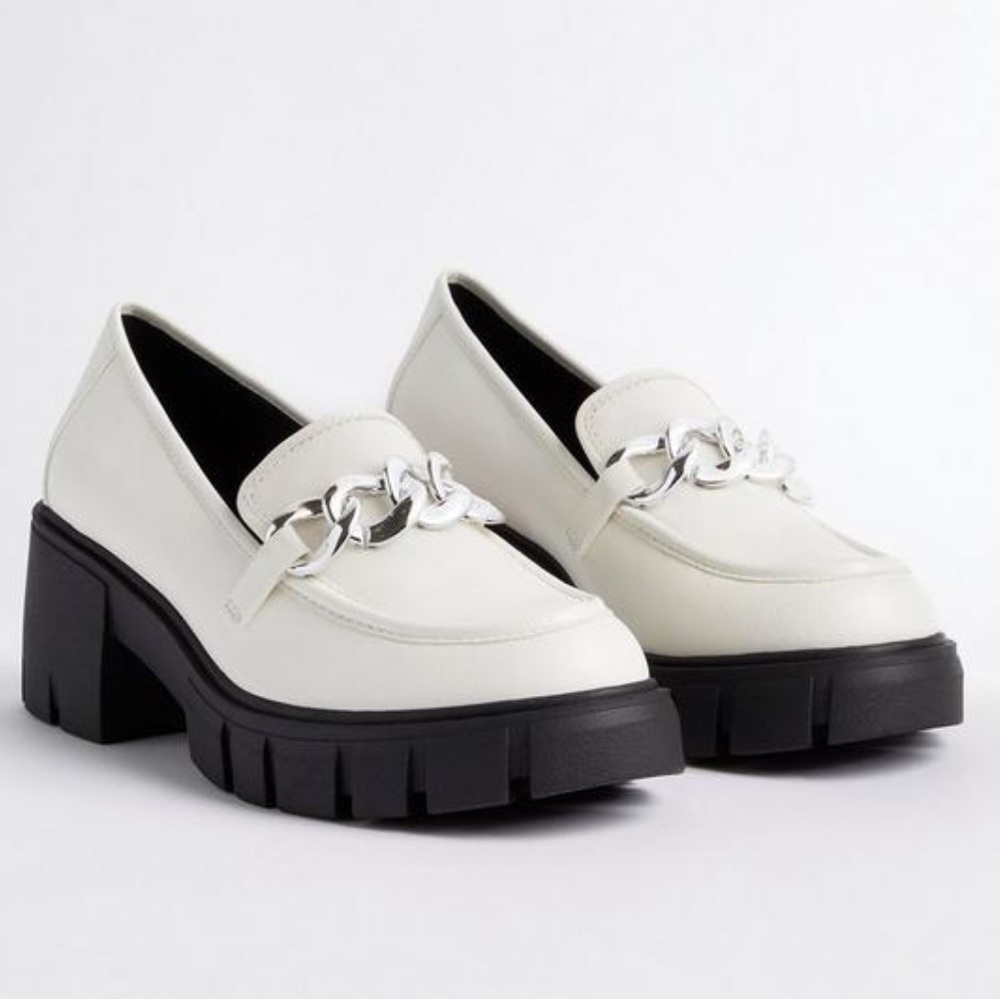 torrid l Faux Leather White Chunky Platform Loafers Size 10